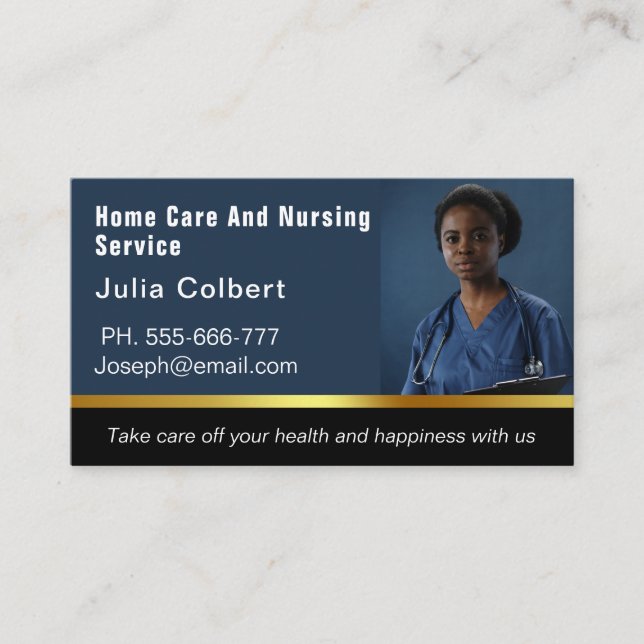 Blue Black Zuhause Health Aide Business Card Visitenkarte (Vorderseite)