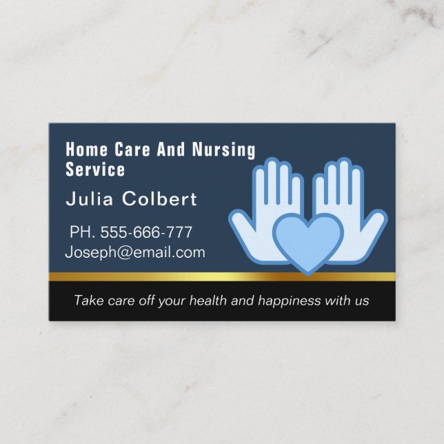 Blue Black Zuhause Health Aide Business Card Visitenkarte (Vorderseite)