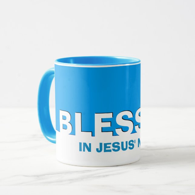 Blue BLESSED Christlich Tasse (Vorderseite Links)