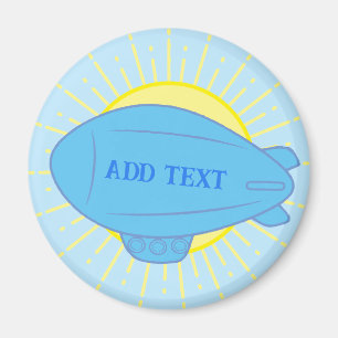 Blue Blimp Ballon in Sunny Sky Custom Aufkleber Magnet
