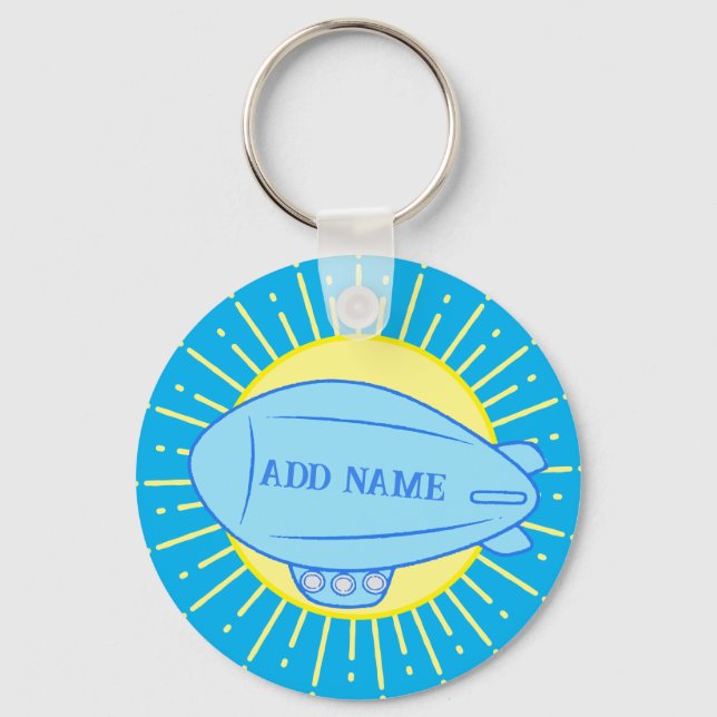 Blue Blimp Balloon Custom Schlüsselanhänger (Vorderseite)