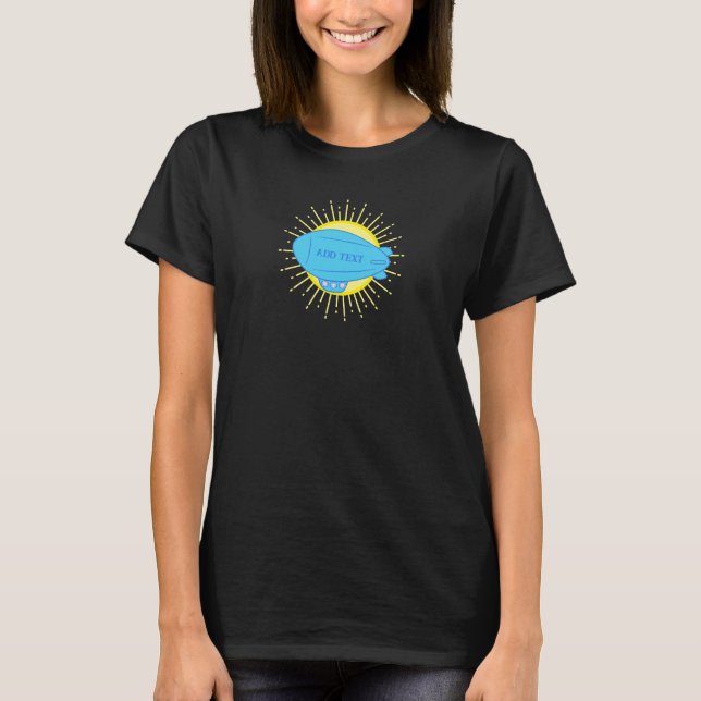 Blue Blimp Balloon Custom T-Shirt (Vorderseite)