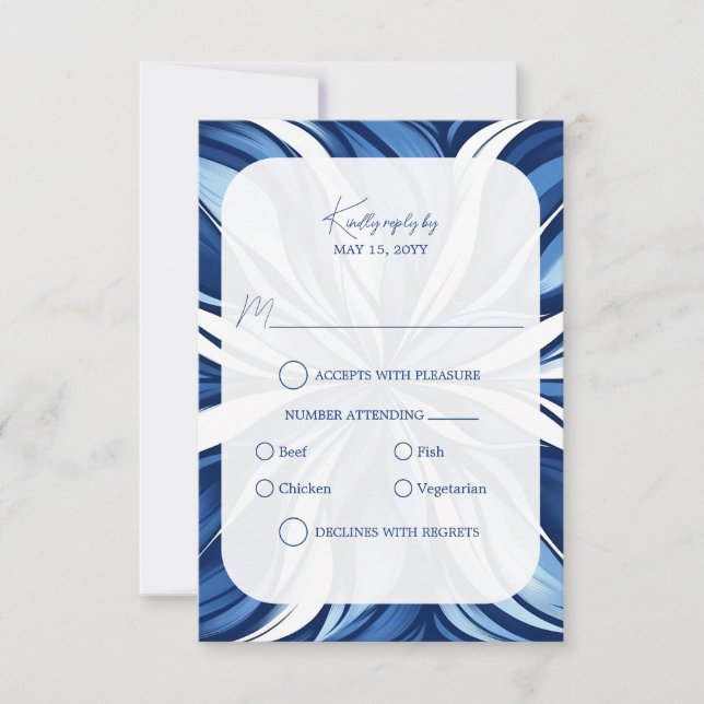 Blue Bliss Bio floral UAWG RSVP Karte (Vorderseite)