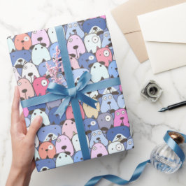 Blue Bliss Hunde Geschenkpapier