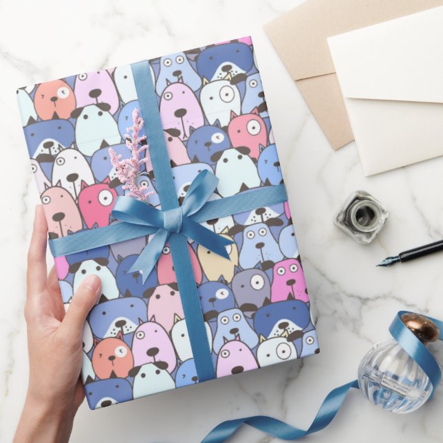 Blue Bliss Hunde Geschenkpapier (Schenken)
