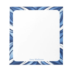 Blue Bliss Organic Floral Personalisierter Schreib Notizblock