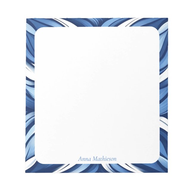 Blue Bliss Organic Floral Personalized Desk Notizblock (Vorderseite)