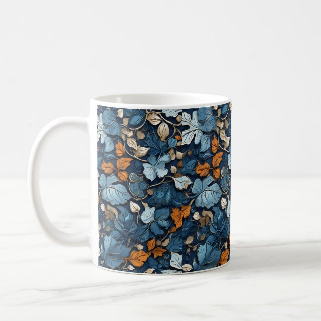 Blue Bloom Ensemble: Einzigartiges Blume Design Kaffeetasse (Links)