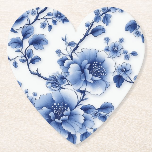 Blue Bloom Heart Napkin Untersetzer (Vorderseite)