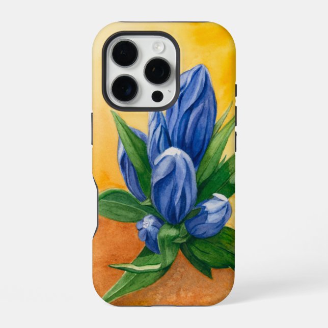 Blue Bloom iPhone 16 Pro Fall - Botanische Kunst Hülle (Rückseite)