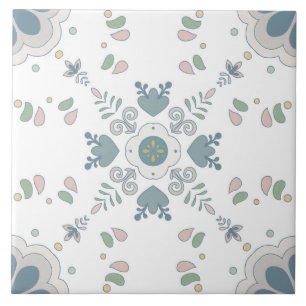 Blue Bloom Mandala Tile Fliese