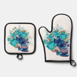 Blue Bloom Requiem Ofenhandschuh & Topflappen-Set