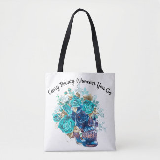 Blue Bloom Requiem Tote Bag – Elegant Floral Art T