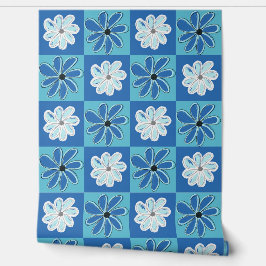 Blue Bloomed Lines - Blauwe Bloeiende Lijnen Tapete