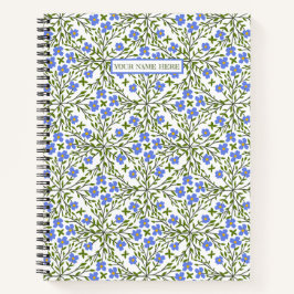 Blue Blooms Ditsy Floral Pattern Notizbuch