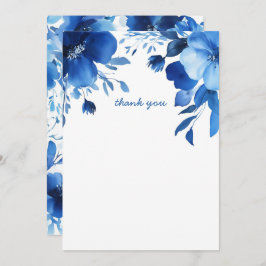 Blue Blooms Watercolor Brautparty CUSTOM Dankeskarte