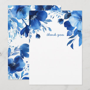 Blue Blooms Watercolor Brautparty CUSTOM Dankeskarte