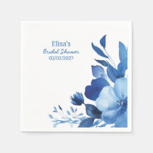 Blue Blooms Watercolor Custom Brautparty