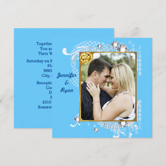 Blue Blue Blue Background mit Diamonds & Frame Wed Einladung