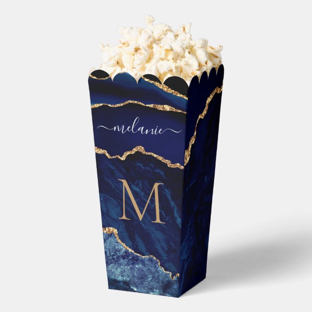Blue Blue Gold Custom Letter and Name Popcorn Box Geschenkschachtel (Geplatzt)