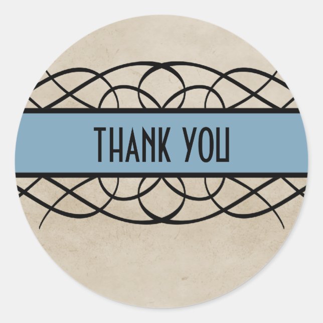 Blue Blüh Border Danke Stickers (Vorderseite)