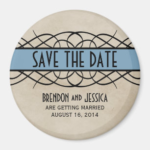 Blue Blüh Border Save the Date Magnet