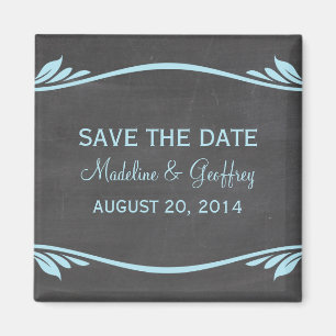 Blue Blüh Chalkboard Save the Date Magnet