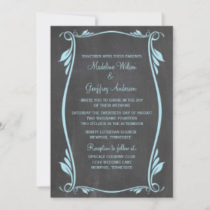 Blue Blüh Chalkboard Wedding Einladung