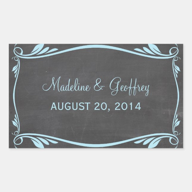 Blue Blüh Chalkboard Wedding Stickers (Vorderseite)