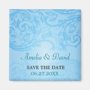 Blue Blüh Wedding Save the Date Magnet