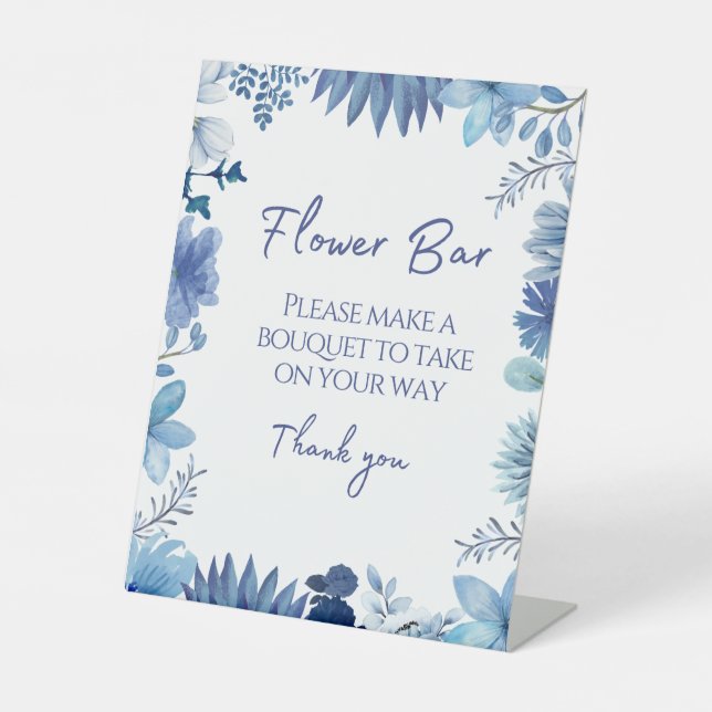 Blue Blume Bar Take a Boquet Gefallen Sockelschild (Vorderseite)