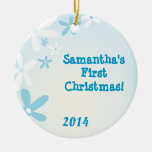 Blue Blume Blumenstrauß Personalisierter Name Keramik Ornament