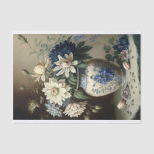 Blue Blume Bouquet Vase Still Life Decoupage Seidenpapier
