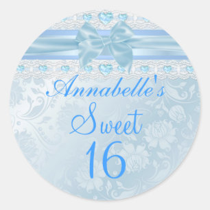 Blue Blume & Bow Sweet 16 Sticker