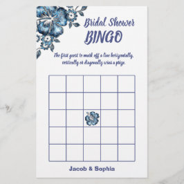 Blue Blume Brautparty Bingo Game Card Flyer