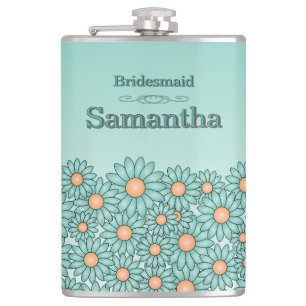 Blue Blume Bridesmaid Flask Flachmann