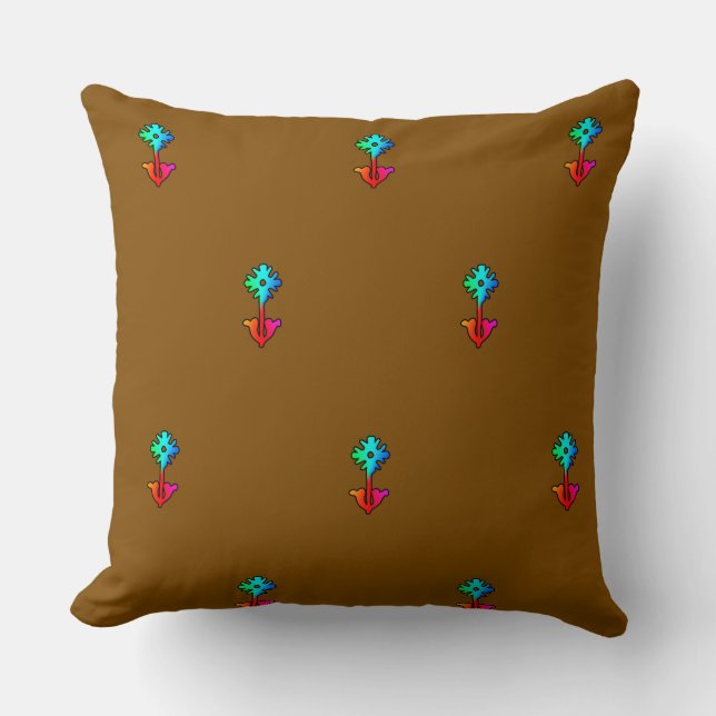 Blue Blume Brown Sofa Stuhl Kissen (Vorderseite)