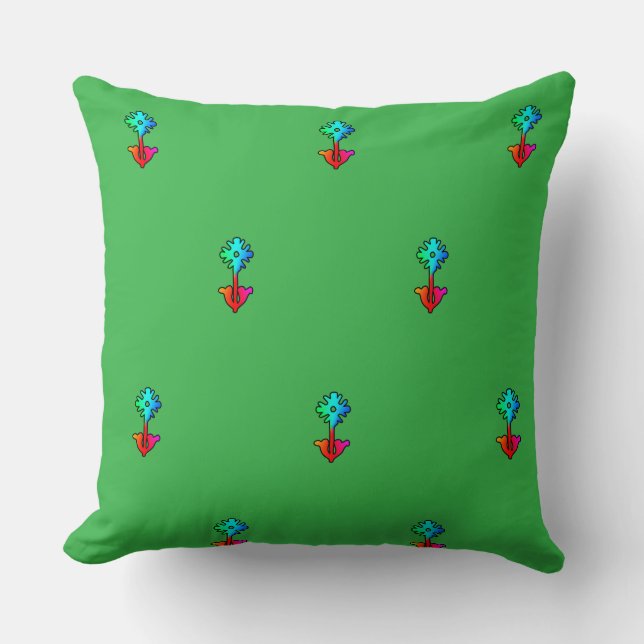 Blue Blume Brt Green Kissen (Vorderseite)