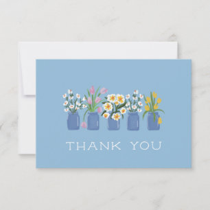 Blue Blume Cart Matching Mason Jar Dankeskarte
