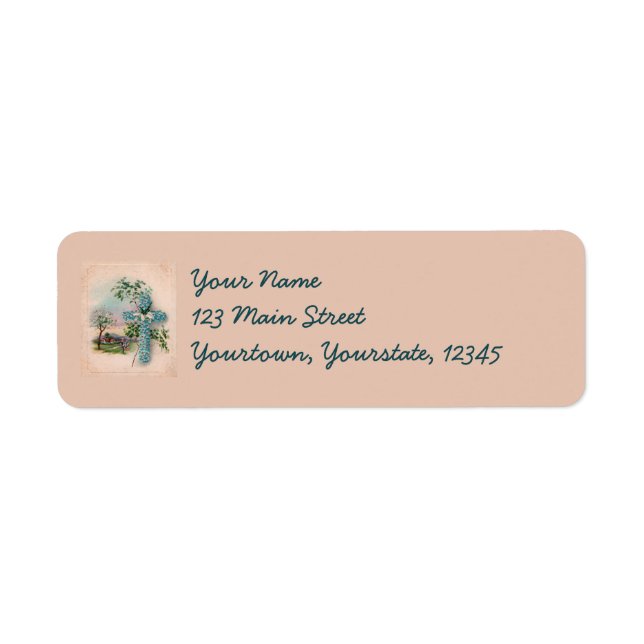 Blue Blume Cross Christlich Address Labels (Vorne)
