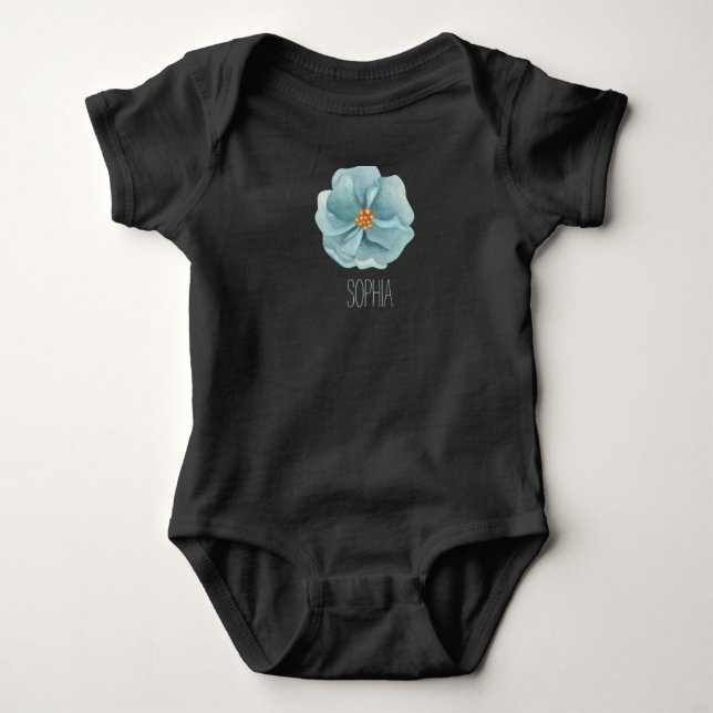 Blue Blume, Custom Black baby Girl Baby Strampler (Vorderseite)