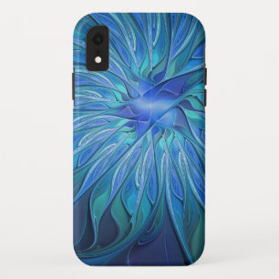 Blue Blume Fantasy Pattern, Abstraktes Fraktal Art Case-Mate iPhone Hülle