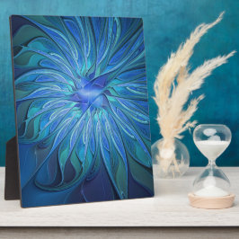 Blue Blume Fantasy Pattern, Abstraktes Fraktal Art Fotoplatte