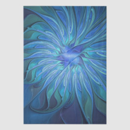 Blue Blume Fantasy Pattern, Abstraktes Fraktal Art Seidenpapier
