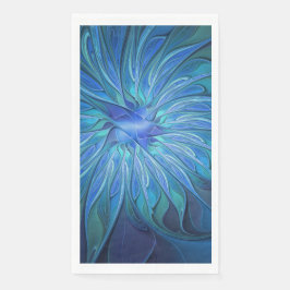 Blue Blume Fantasy Pattern, Abstraktes Fraktal Art Serviette