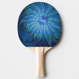 Blue Blume Fantasy Pattern, Abstraktes Fraktal Art Tischtennis Schläger
