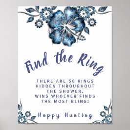 Blue Blume Finden Sie das Ring Brautparty Game Sig Poster