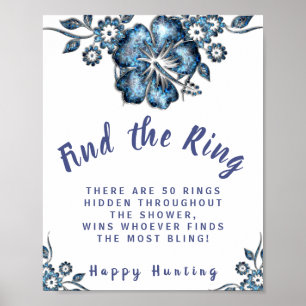 Blue Blume Finden Sie das Ring Brautparty Game Sig Poster