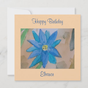 Blue Blume Flat Birthday Card Karte
