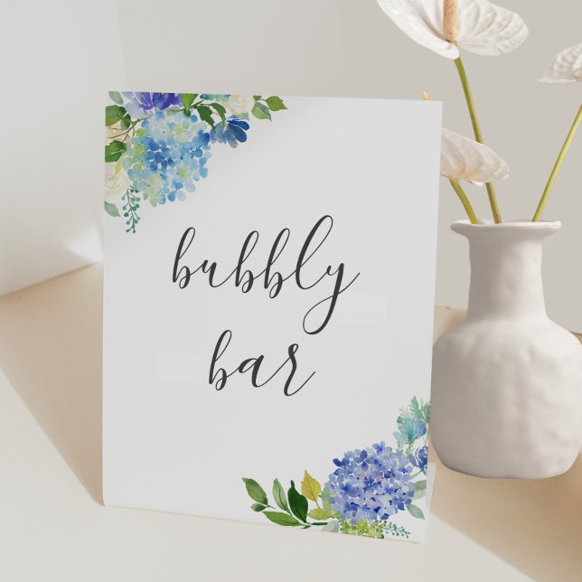 Blue Blume Hydrangea Bubbly Bar Sign Sockelschild (Von Creator hochgeladen)
